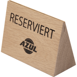 Reservierungsaufsteller mit Logodruck für AZUL