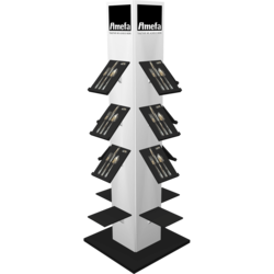 drehbarer Besteckturm mit 4 geraden und 12 schrägen, stoffbezogenen Ablagefächern für die Marke 'Amefa'