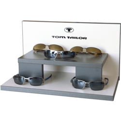 'Tom Tailor' Schaufenster-Display aus Melaminspan zur Präsentation von Sonnenbrillen