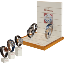 Uhrendisplay DAVOSA aus lackiertem Grufo-MDF mit Kunststoff-Uhrenspagen