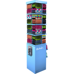 SATCH Schlamperbox-Turm, bestehend aus einem Sockel mit Tür und Fachboden und einem drehbaren Oberteil