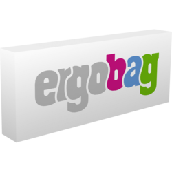 Logoblock 'ergobag' aus Melamin-Span mit Logodruck