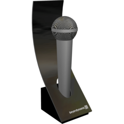 Mikrofon-Halter schwarz mit weißem Logodruck